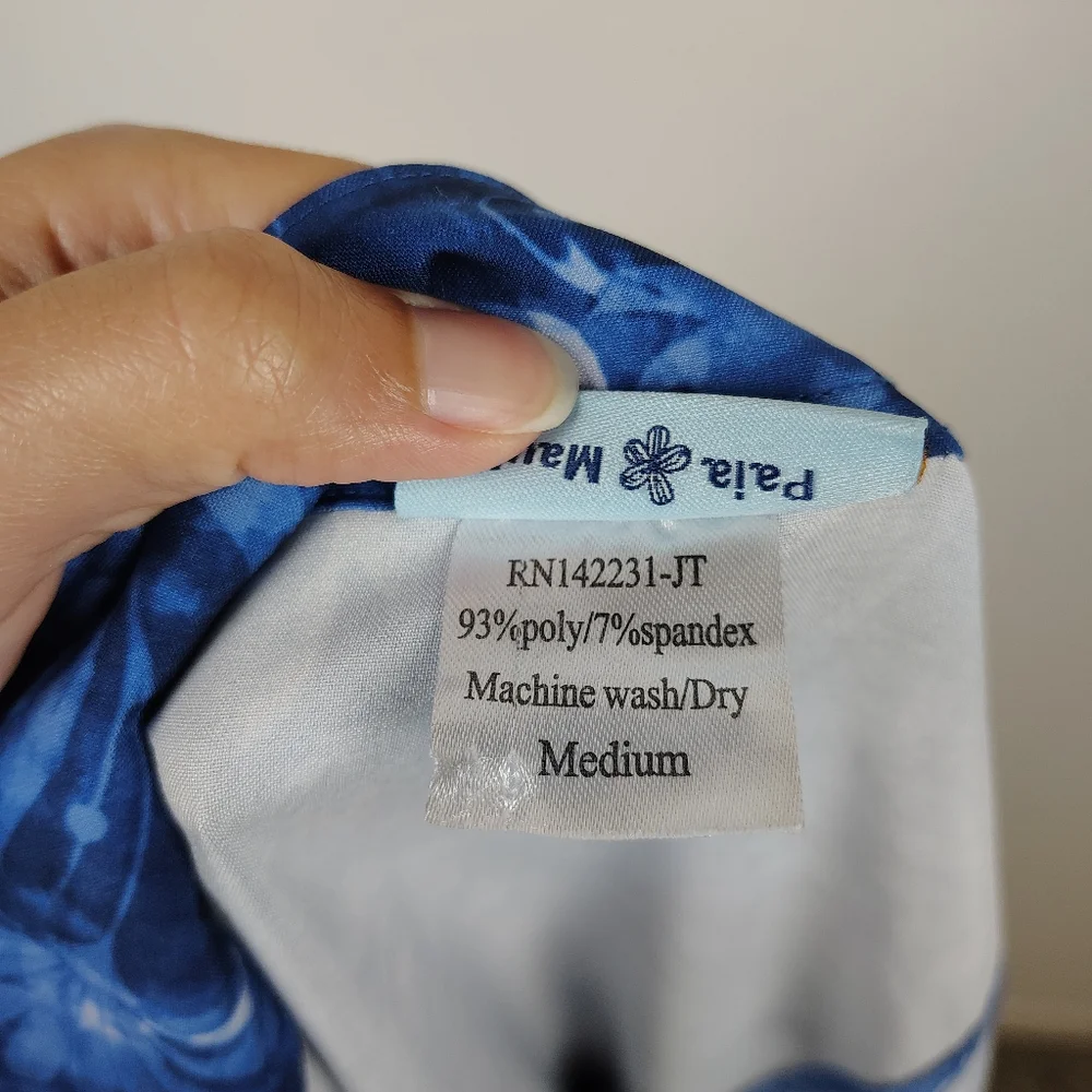 Ripskirt Hawaii Skirt Medium Blue Maxi Length 4 Wrap Floral Hawaiian Tropical - Picture 9 of 10